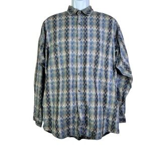 PATAGONIA MENS CASUAL SHIRT BUTTON DOEN Blue and Gray Men's Plaid Shirt SIZE L